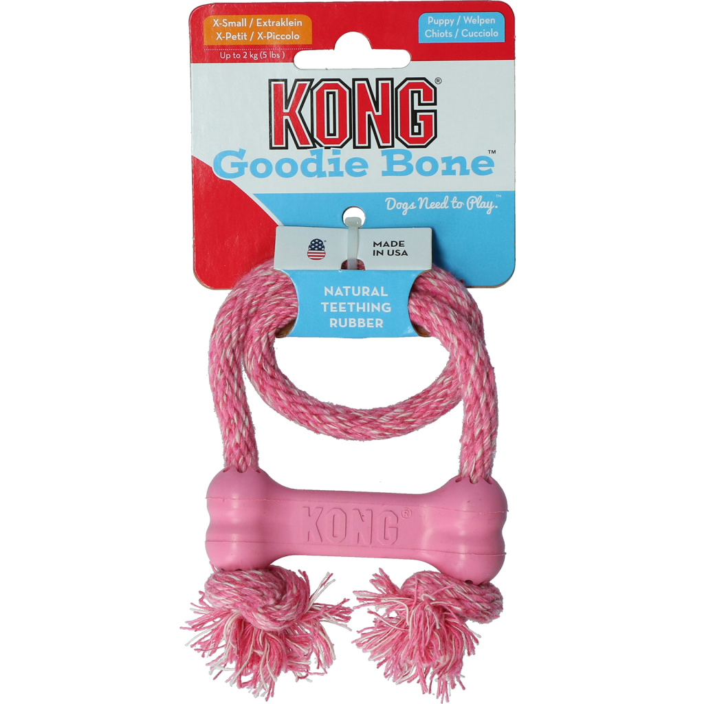 KONG Puppy Goodie Bone met touw Assorti