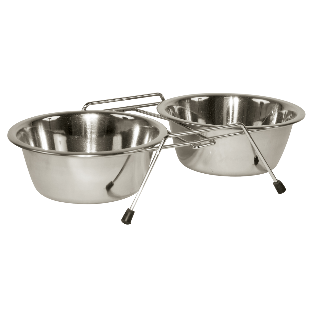 RVS Voerbak Twin Feeder 2 x 450 ml