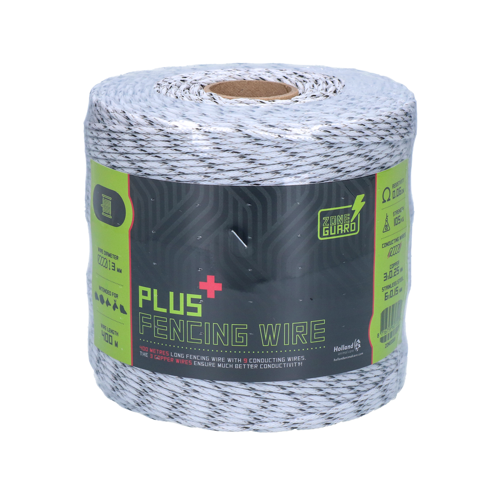 ZoneGuard 3 mm Plus afrasteringsdraad wit en zwart 400 m